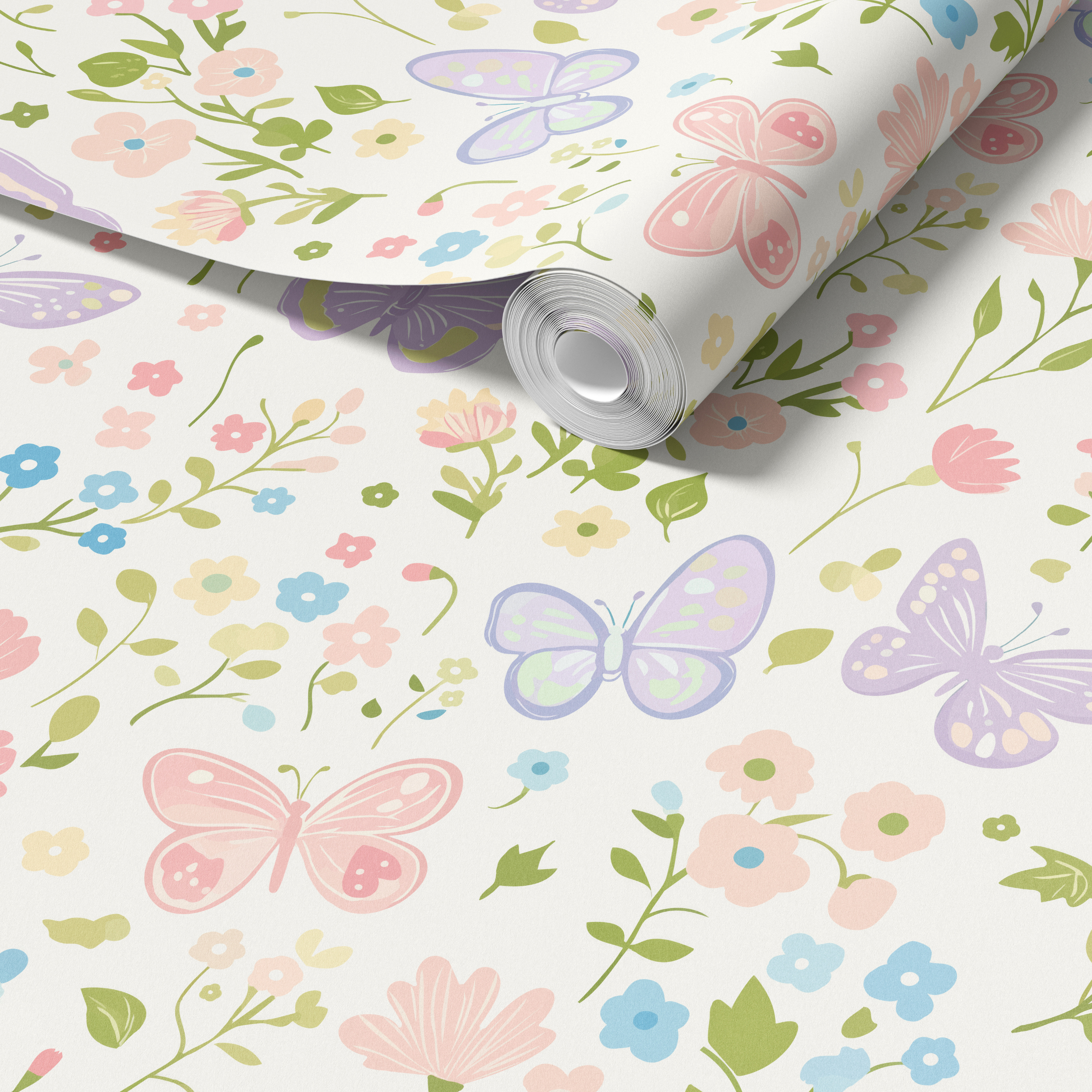 Lilac Butterfly Floral Wallpaper