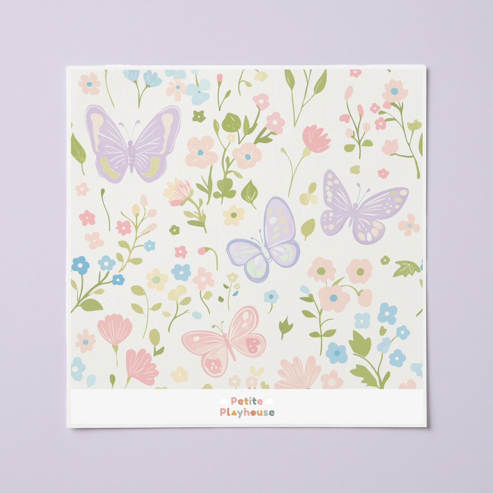 Lilac Butterfly Floral Wallpaper Sample