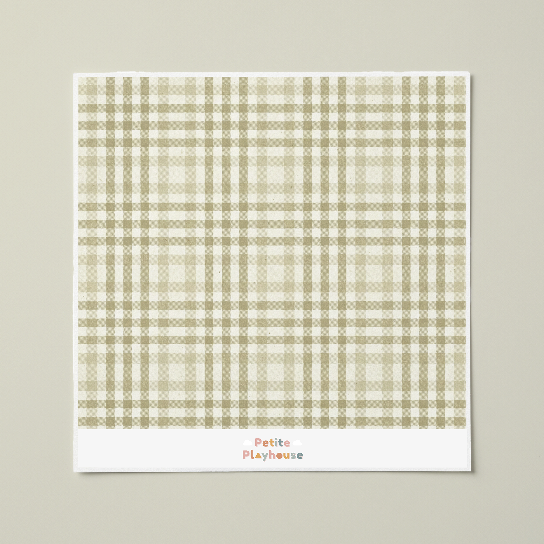 Khaki Gingham Checked Wallpaper Sample