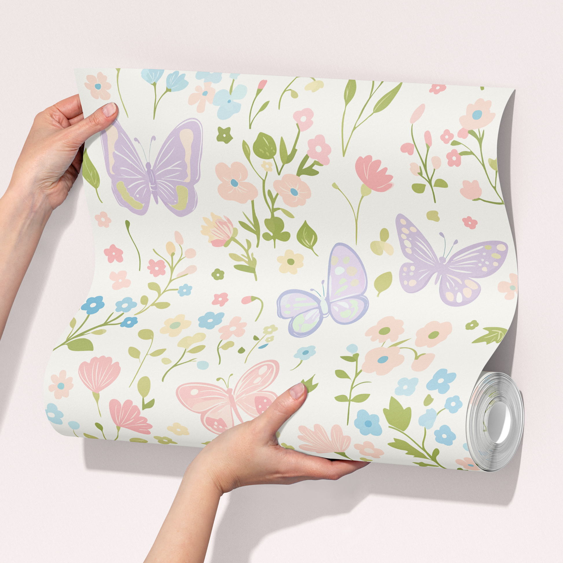 Lilac Butterfly Floral Wallpaper