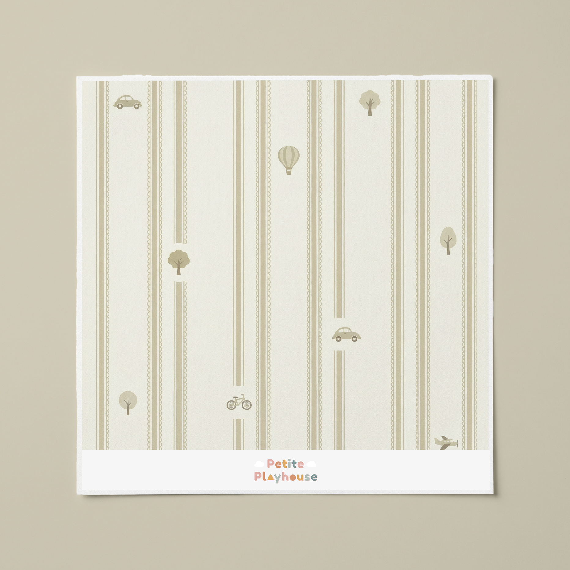 Muted Khaki Striped Wallpaper Sample