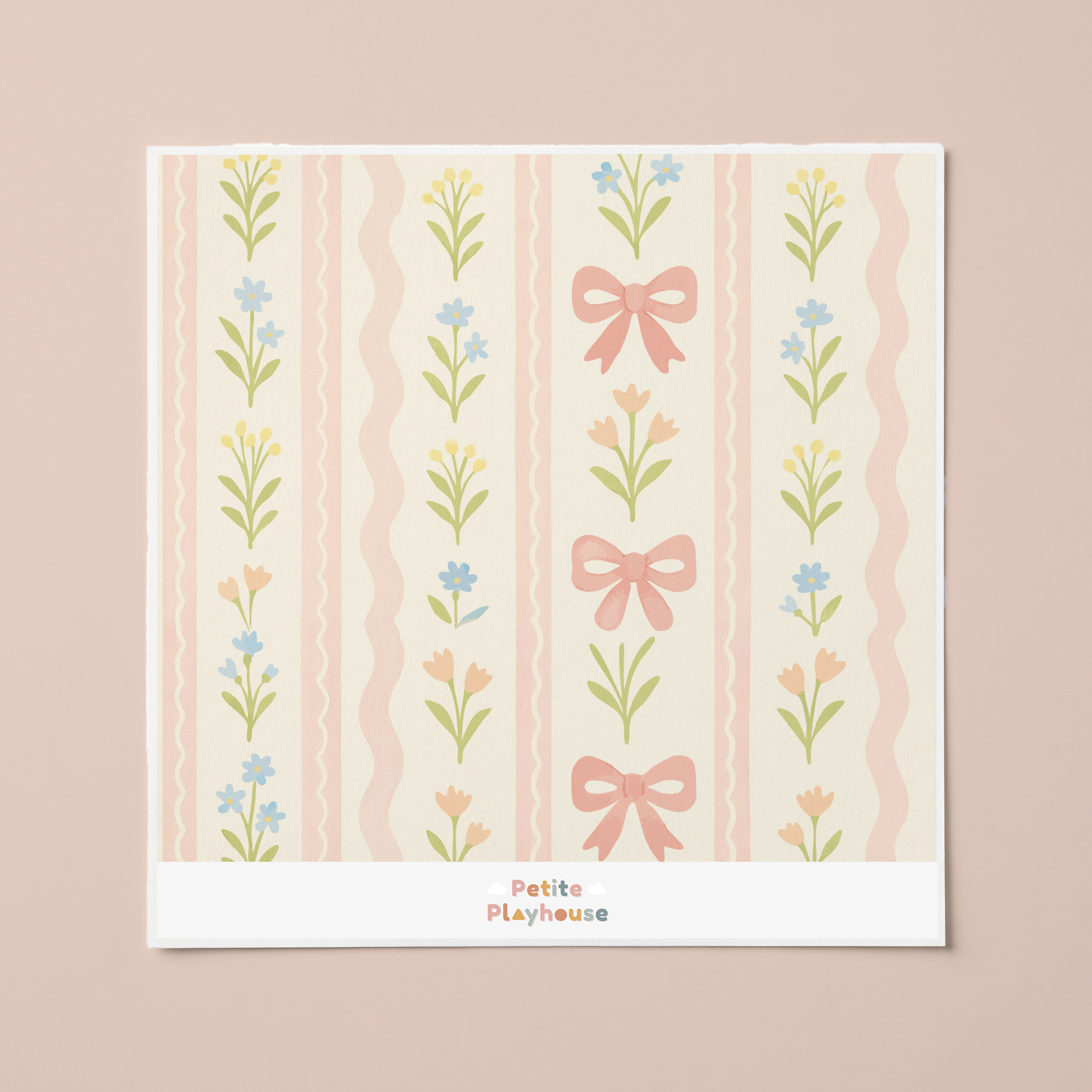 Coquette Bow Floral Wallpaper Sample