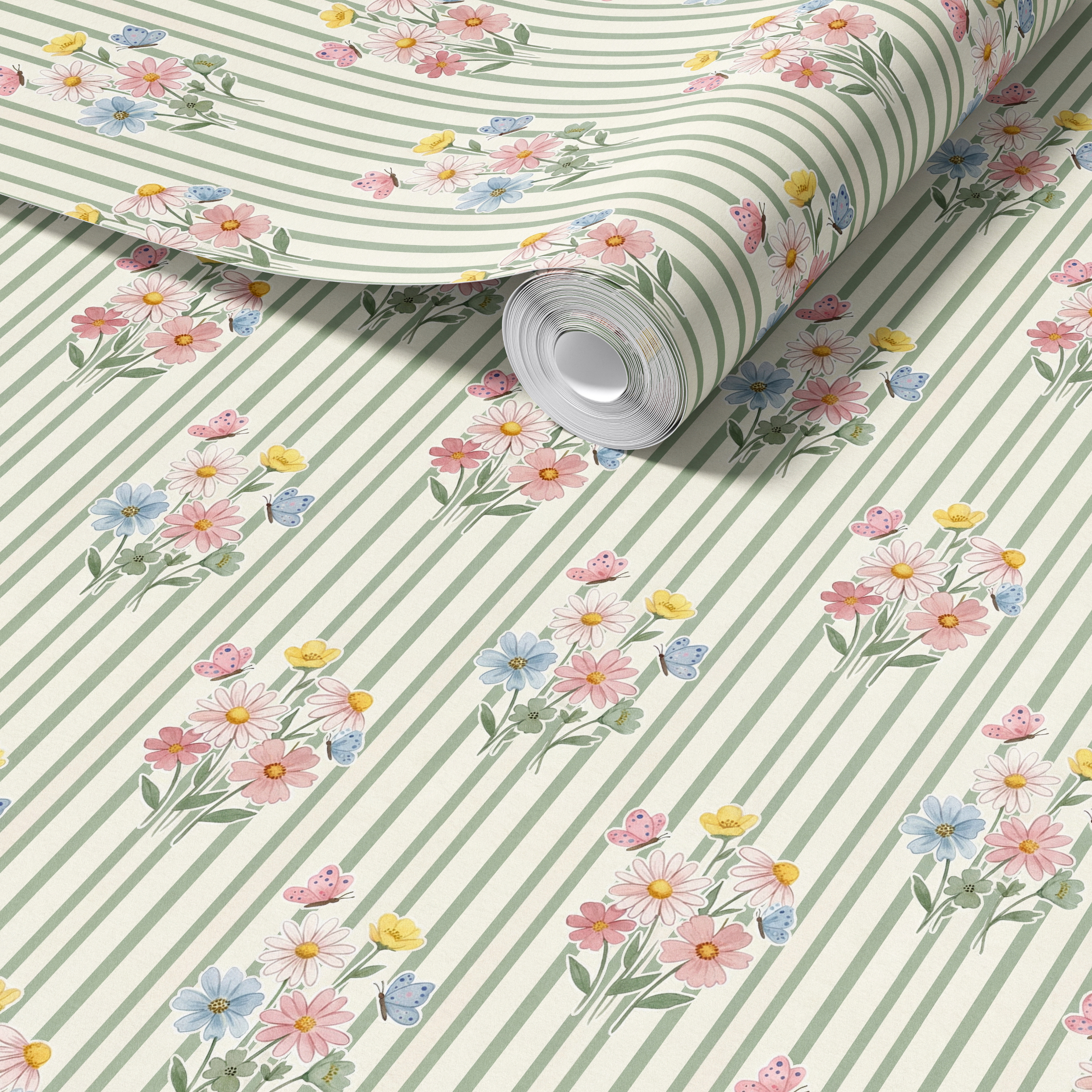 Wildflower Stripe Wallpaper