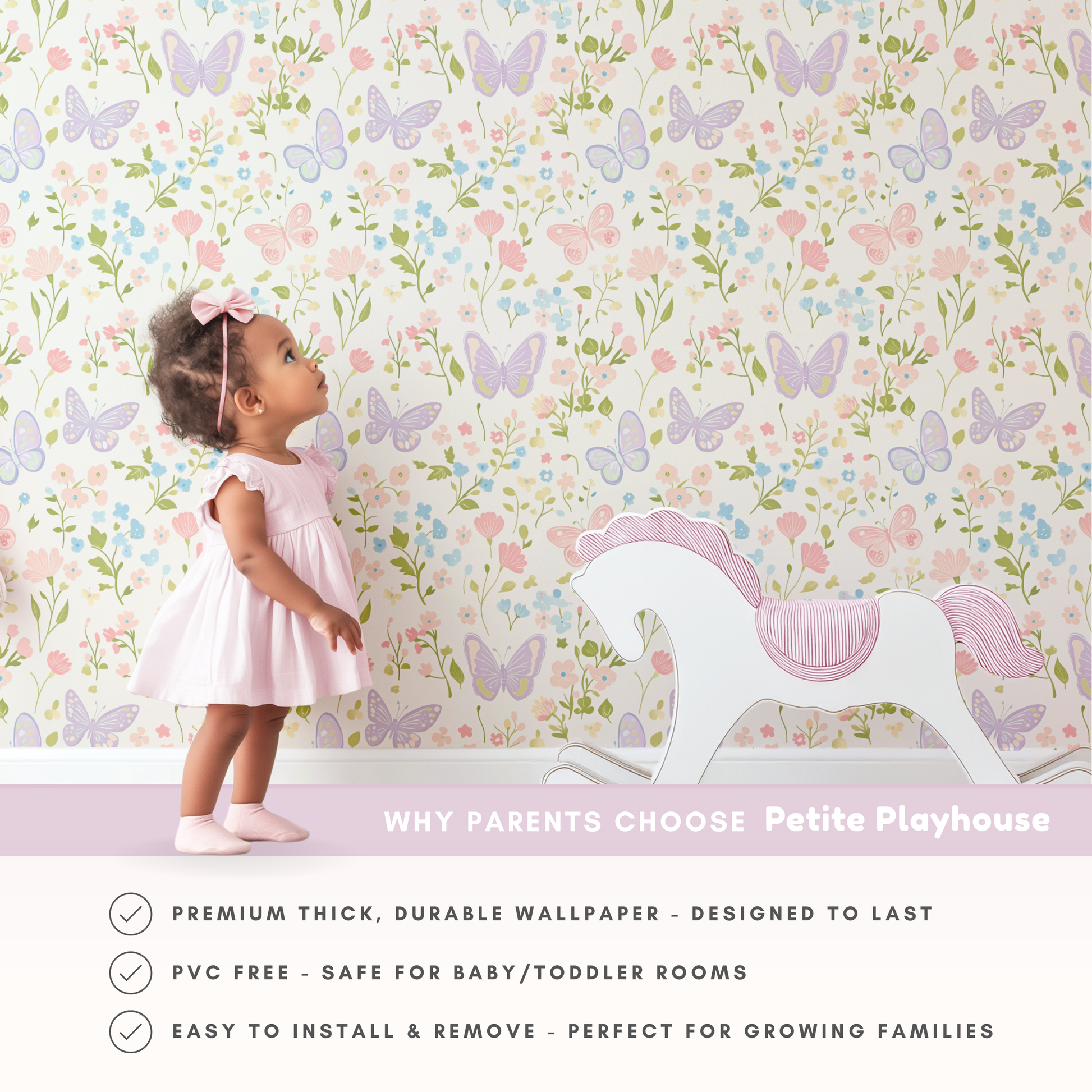 Lilac Butterfly Floral Wallpaper