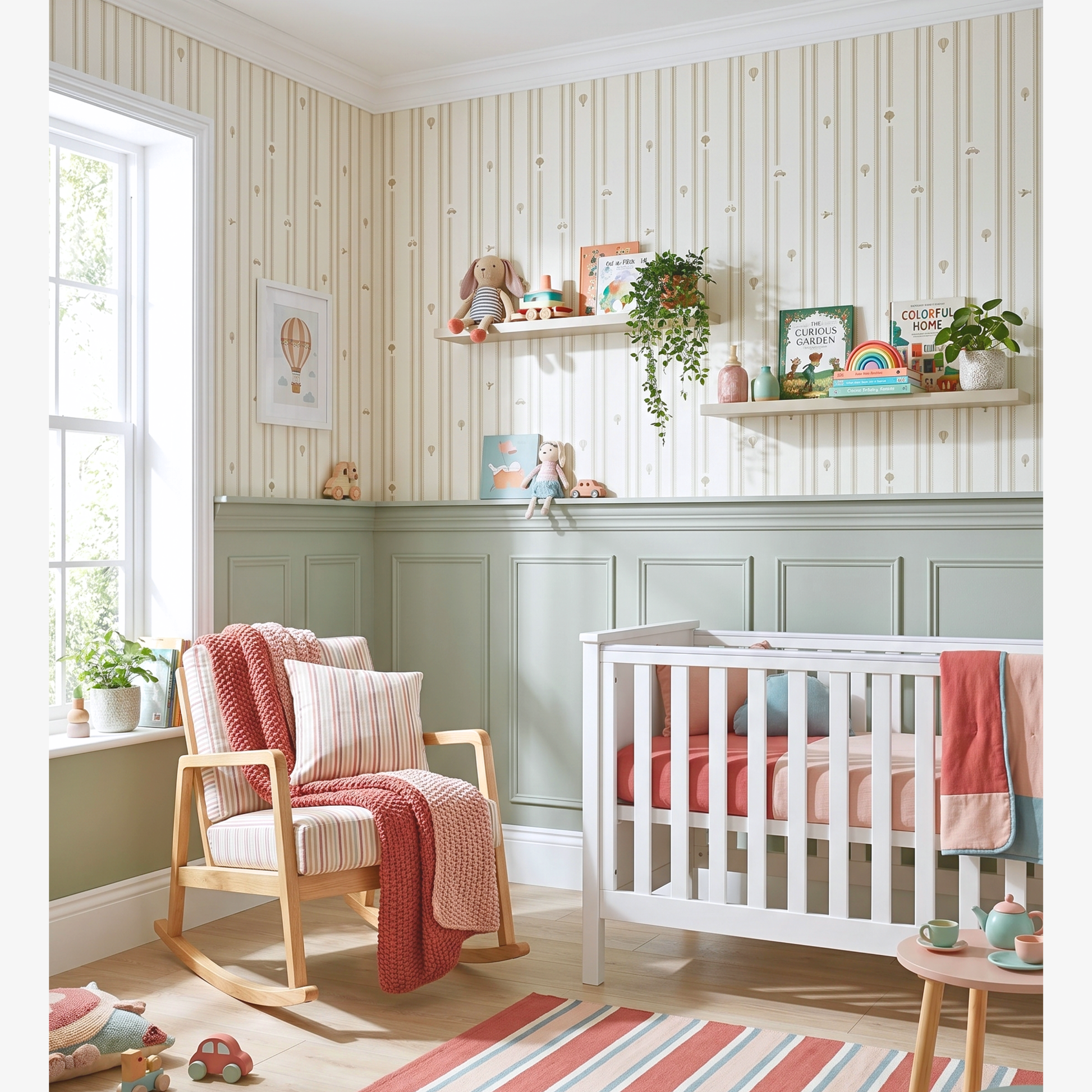 Muted Khaki Striped Wallpaper