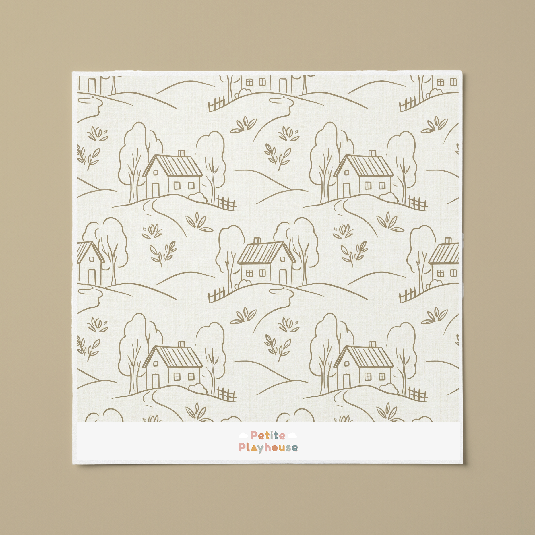 Country Cottage Illustrated Wallpaper Sample